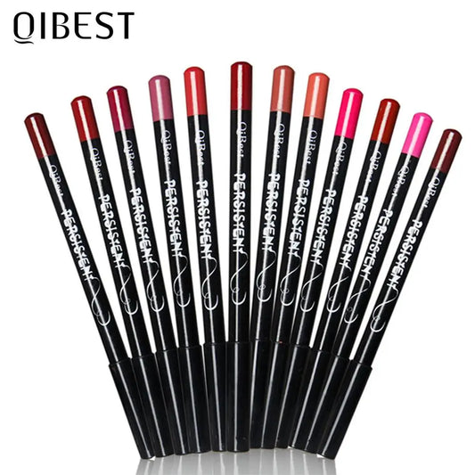 QIBEST 12 Couleurs Crayon à Lèvres Maquillage Longue Durée Mat Crayon à Lèvres Étanche Hydratant