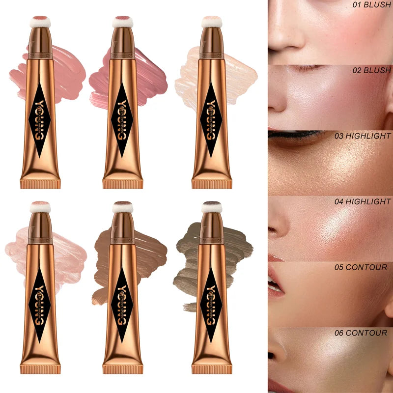 Stick Multifonctionnel Blush Liquide Contour Visage Illuminateur Ombre à Paupières Durable Étanche Texture Crémeuse Soyeuse Tout-en-Un