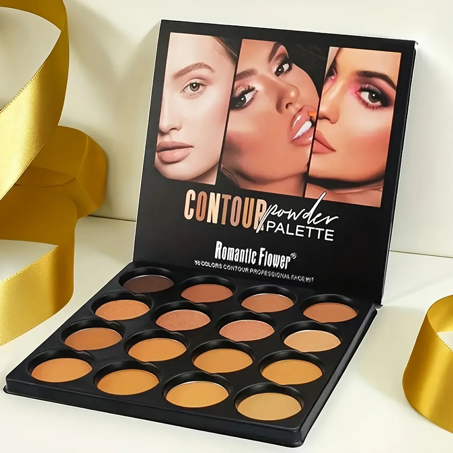 Palette de Contouring Bronzer 16 Couleurs Illuminateur, Mat, Éclaircissant, Multi-Usage Correcteur