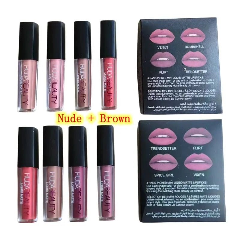 HUDABEAUTY Ensemble de rouges à lèvres - Gloss mat waterproof, teinte éclatante, non collant, longue tenue