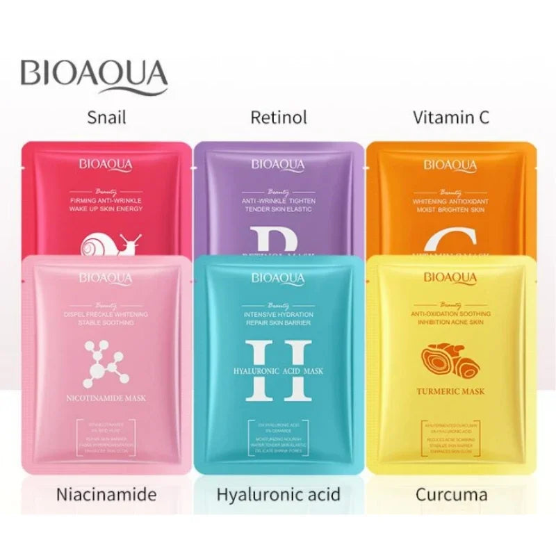 BIOAQUA  Masque facial à la vitamine C, Niacinamide , Acide hyaluronique , Rétinol