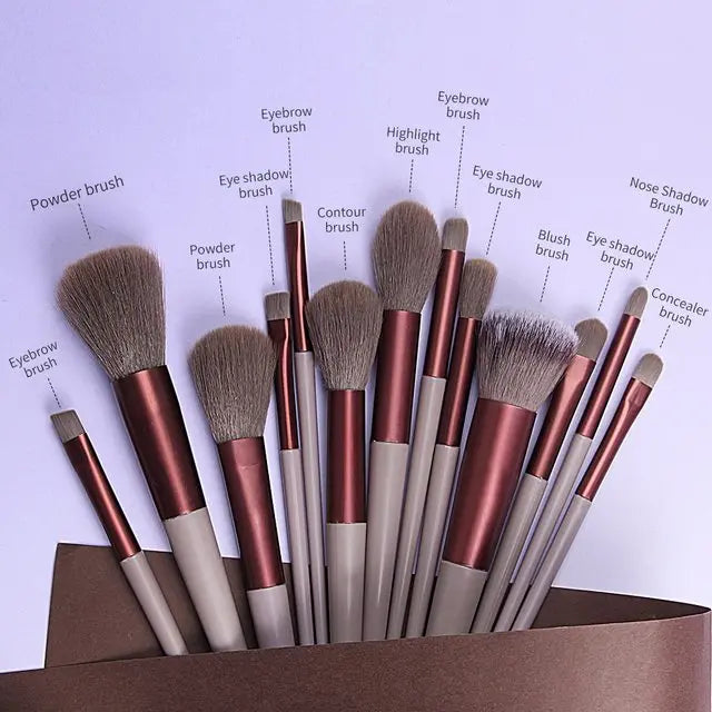 Ensemble de 13 pinceaux de maquillage – Comprend des pinceaux pour fard à paupières, fond de teint, blush et autres cosmétiques. Outils de maquillage doux et adaptés à la beauté des femmes.