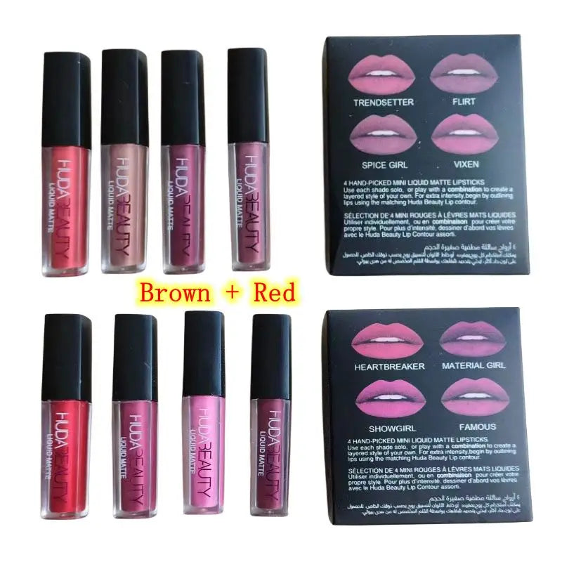 HUDABEAUTY Ensemble de rouges à lèvres - Gloss mat waterproof, teinte éclatante, non collant, longue tenue