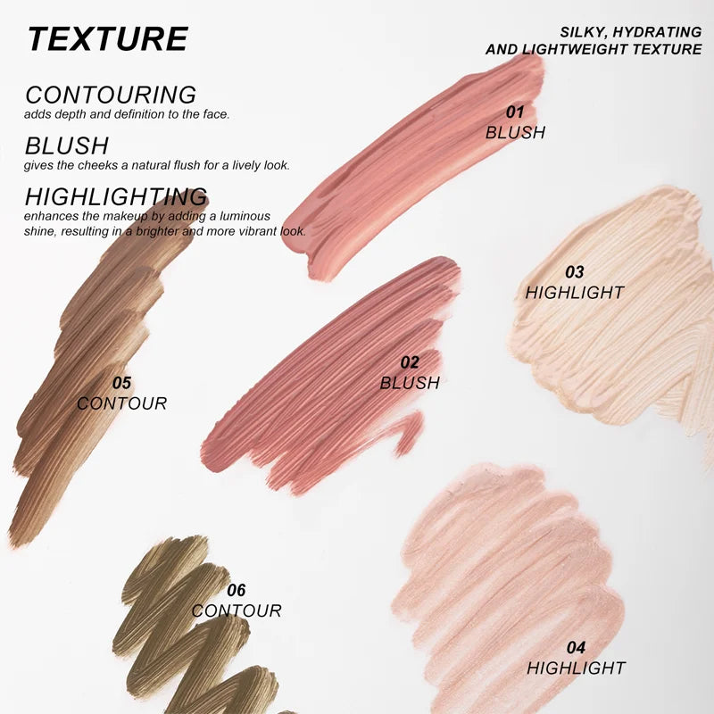 Stick Multifonctionnel Blush Liquide Contour Visage Illuminateur Ombre à Paupières Durable Étanche Texture Crémeuse Soyeuse Tout-en-Un