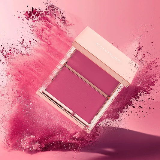 Blush 2-en-1 pour le visage – Finition mate naturelle sous forme de crème-poudre. Ce blush solide multifonction offre des options pour illuminer, sculpter et colorer, parfait pour le contouring et un look éclatant.