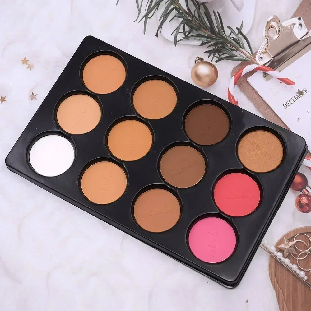 Palette de maquillage 12 couleurs Multicolor FACE IT, Matte Repair pour le visage , Palette de Blush, Palette de Contouring.