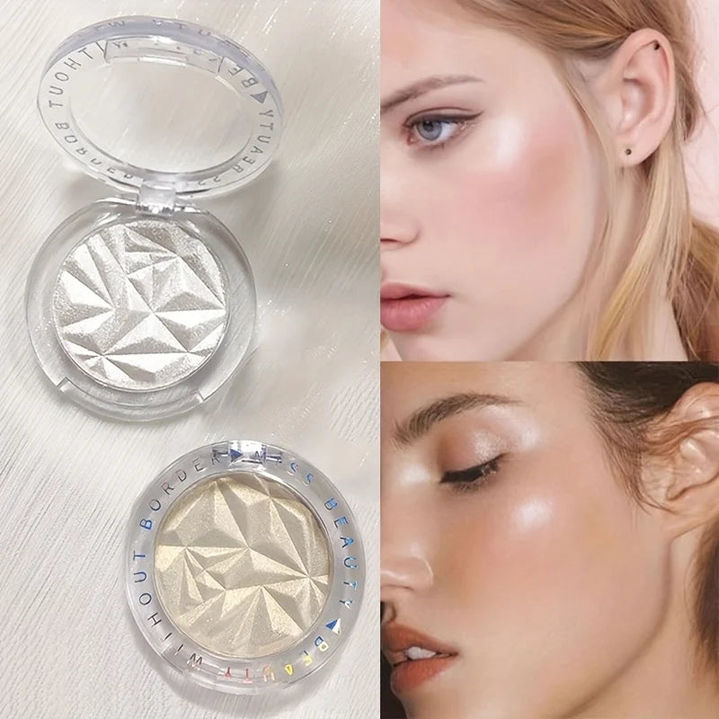 Poudre illuminatrice scintillante pour le visage – Highlighter éclatant pour le contouring du visage avec des reflets monochromes nacrés.