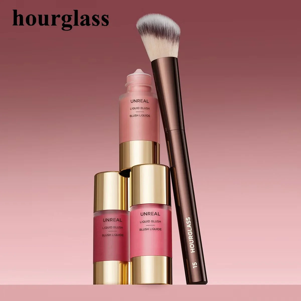 Hourglass No. 15 Blush Brush Angled Blush Stippling Brush Cheeks Cream and Liquid Blushes Makeup Brush Cream Blush Makeup Tool