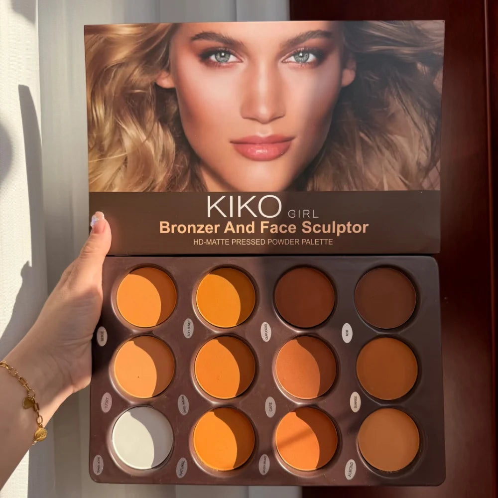 Vente chaude KIKO : Palette de contouring 12 couleurs - Bronzer, Highlighter et Contouring mat