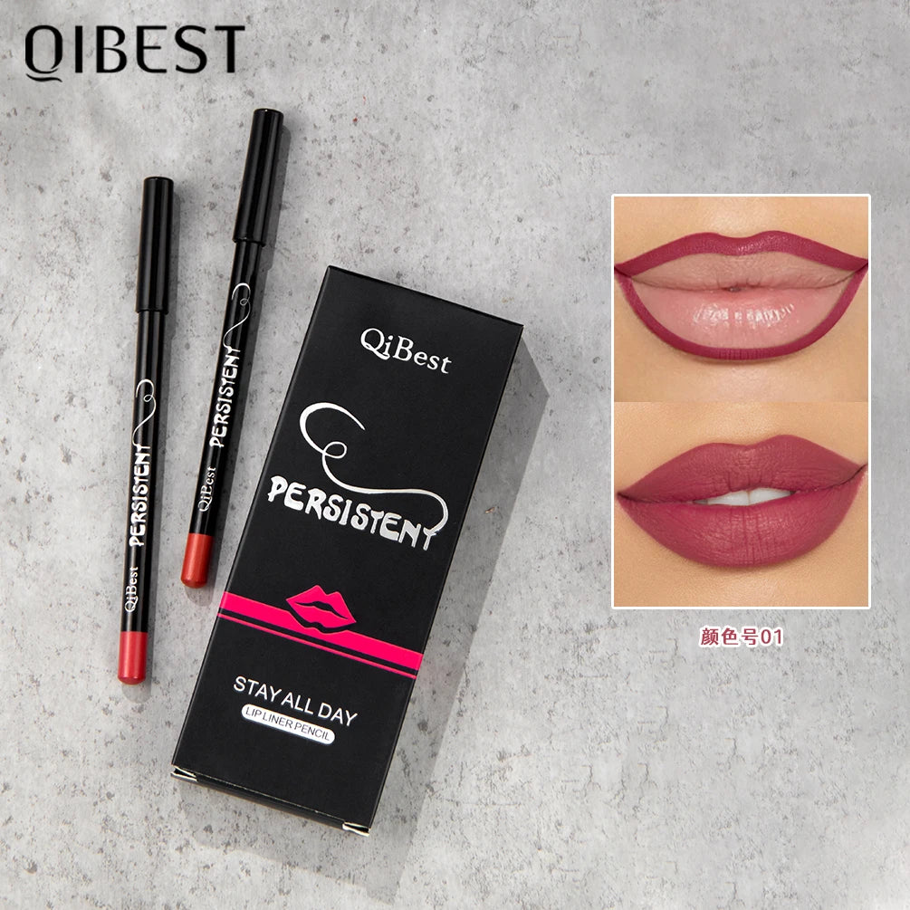 QIBEST Crayon à Lèvres Mat Set de 12 Couleurs Maquillage Longue Durée Rouge à Lèvres Précis Crayon Contour des Lèvres.