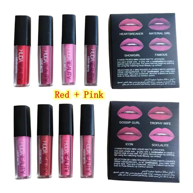 HUDABEAUTY Ensemble de rouges à lèvres - Gloss mat waterproof, teinte éclatante, non collant, longue tenue