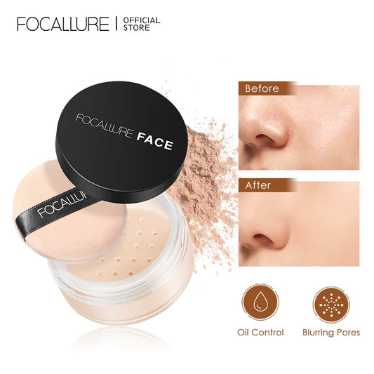 FOCALLURE Poudre Libre Maquillage Visage 9 Couleurs - Éclat, Contrôle du Sébum, Longue Tenue, Waterproof, Fixateur de Maquillage Minéral.