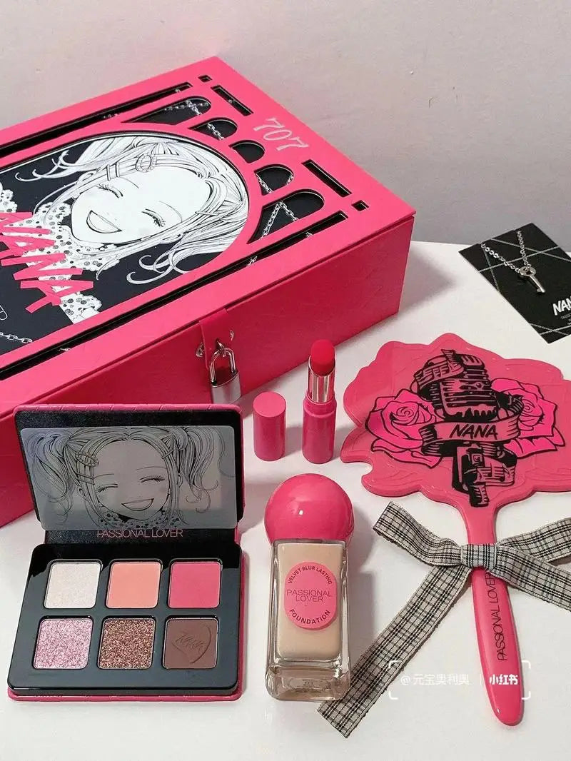 NANA Nouveau Coffret cadeau de maquillage  : Rouge à lèvres, fond de teint, palette de fards à paupières, ensemble de cosmétiques sexy longue tenue pour filles