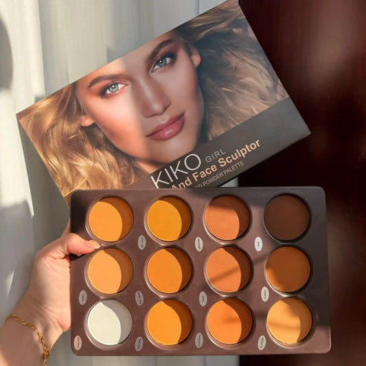 Vente chaude KIKO : Palette de contouring 12 couleurs - Bronzer, Highlighter et Contouring mat