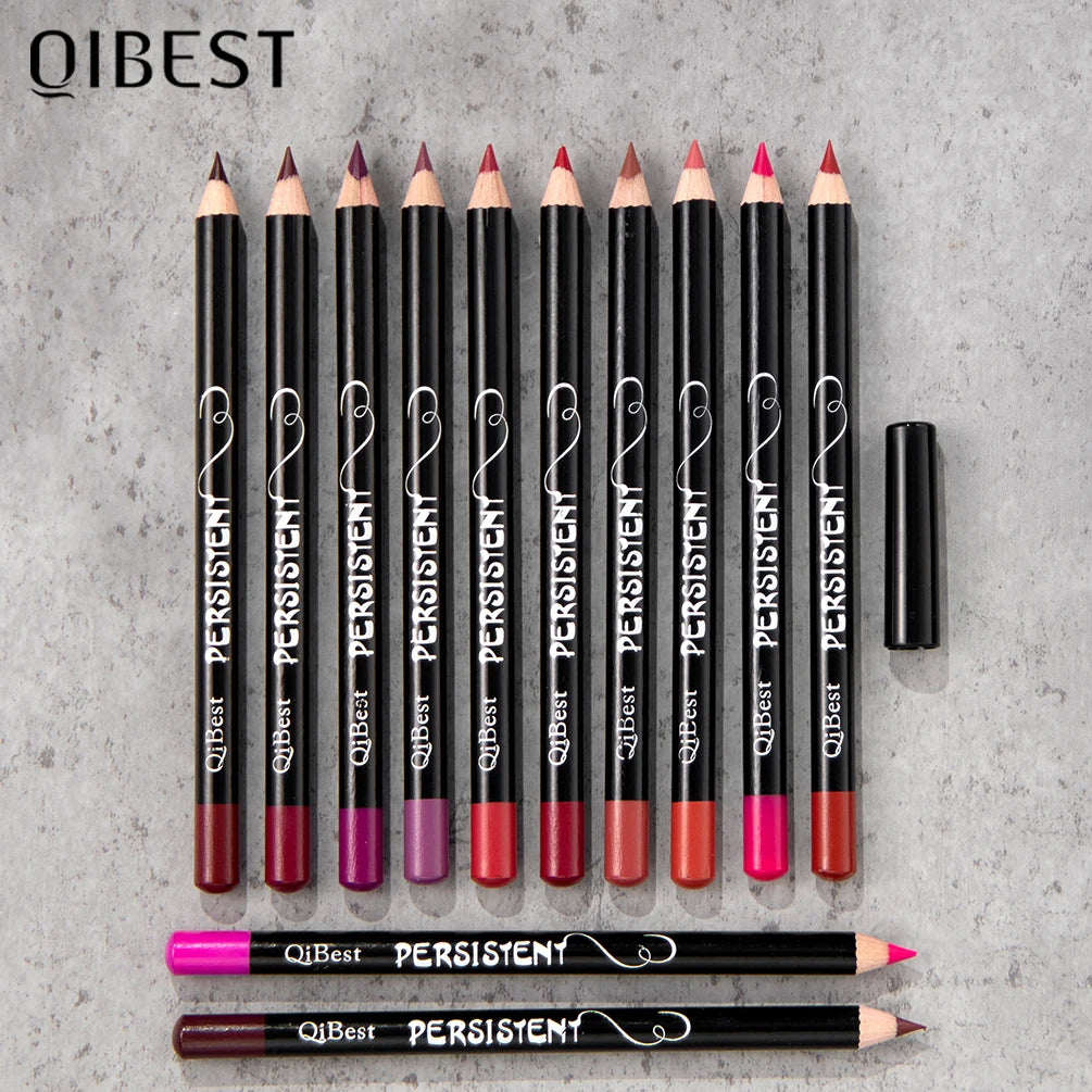 QIBEST Crayon à Lèvres Mat Set de 12 Couleurs Maquillage Longue Durée Rouge à Lèvres Précis Crayon Contour des Lèvres.