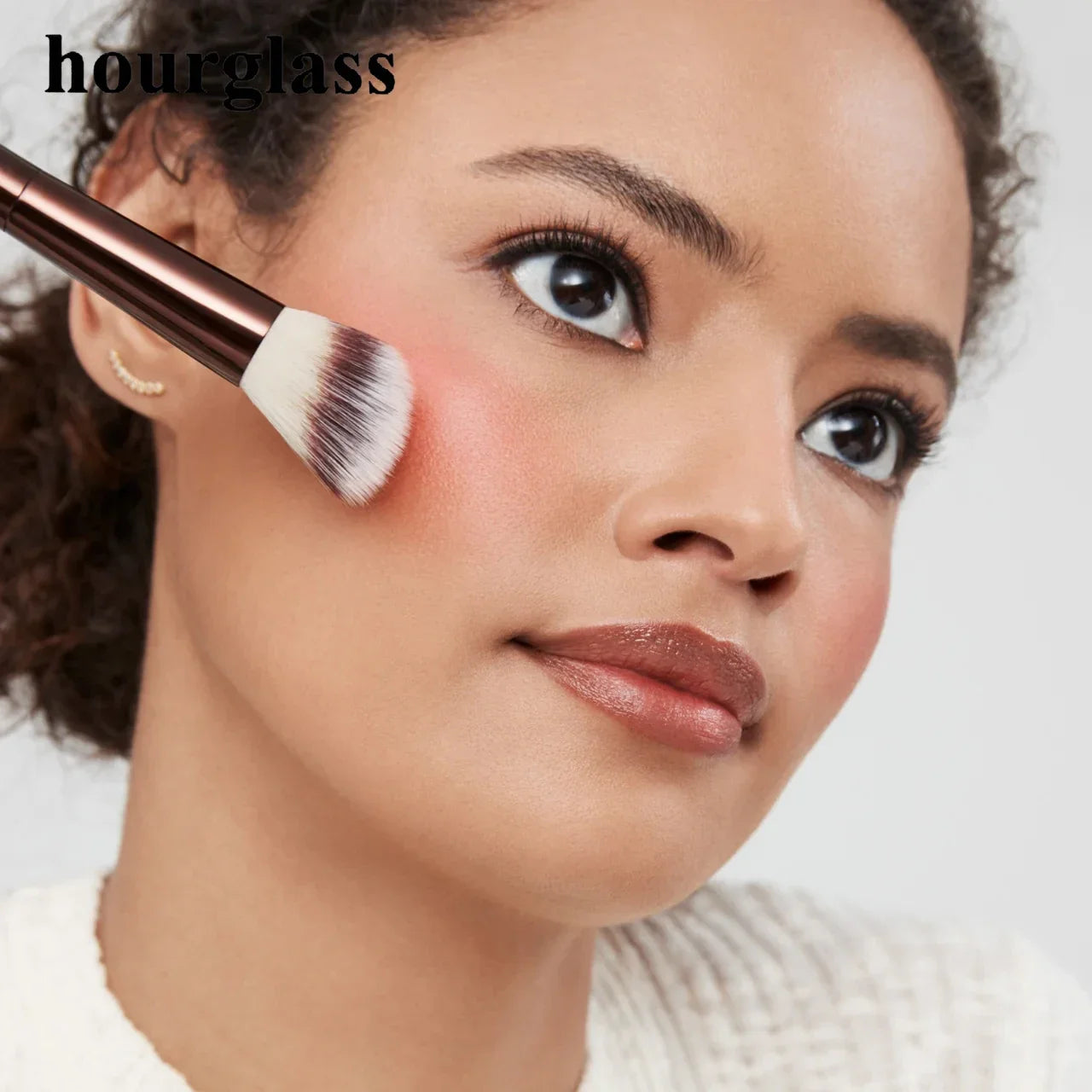 Hourglass No. 15 Blush Brush Angled Blush Stippling Brush Cheeks Cream and Liquid Blushes Makeup Brush Cream Blush Makeup Tool