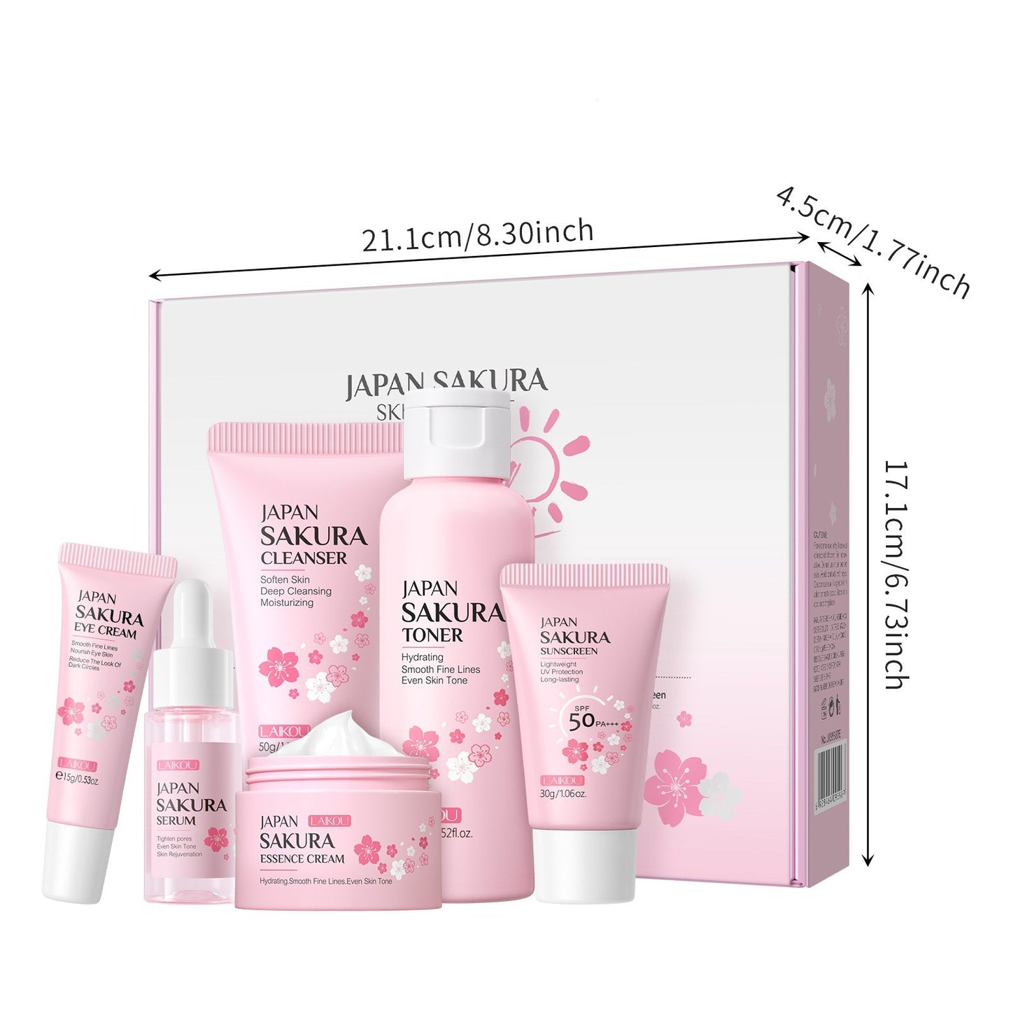 Le Nouveau Sakura Ensemble de soins de la peau aux fleurs de cerisier - 6 pièces